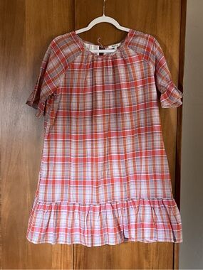 NWT Madewell Plaid Ruffle-Sleeve Popover Mini Dress - Size Small - A0279